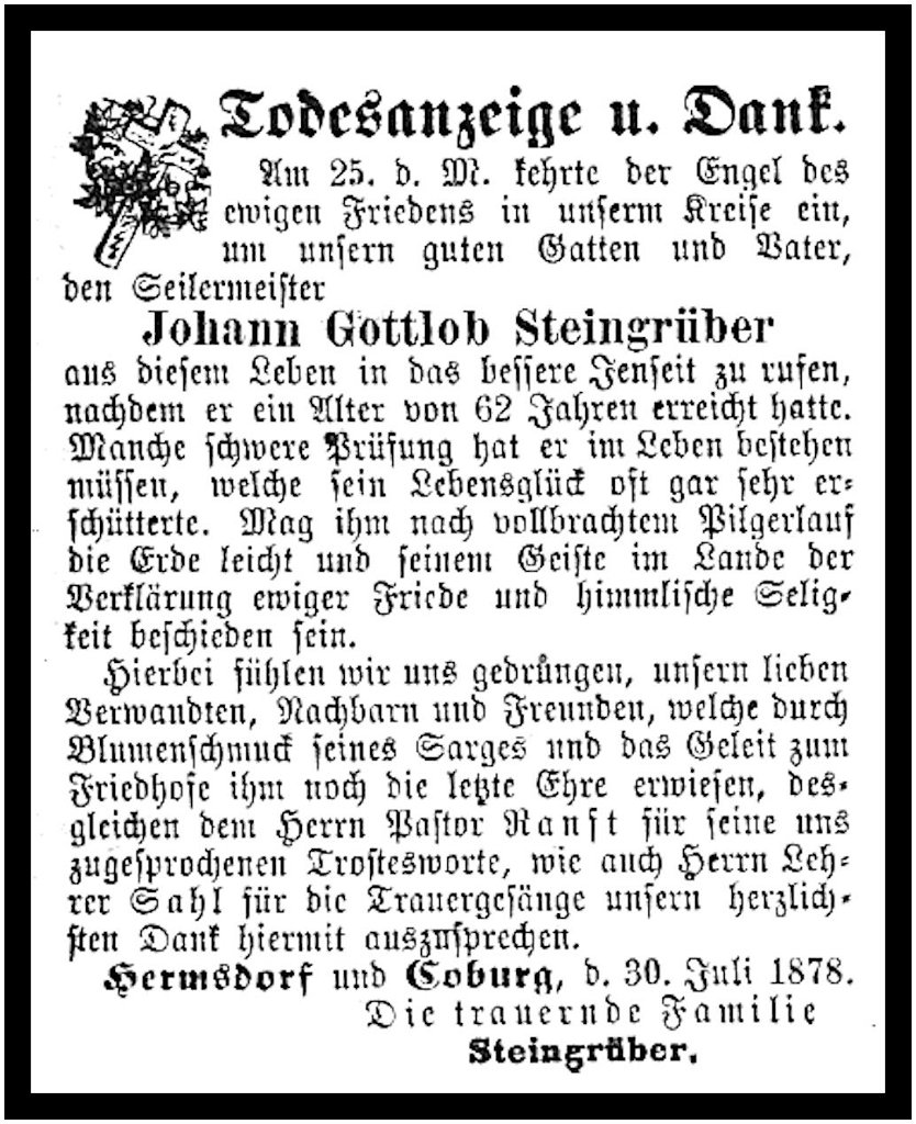 1878-07-30 Hdf Trauer Steingrueber
